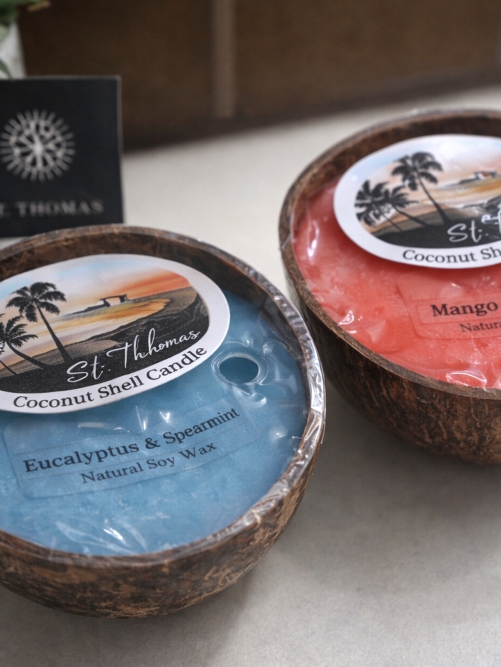 Coconut Shell Candle - Mango & Papaya (Coral)